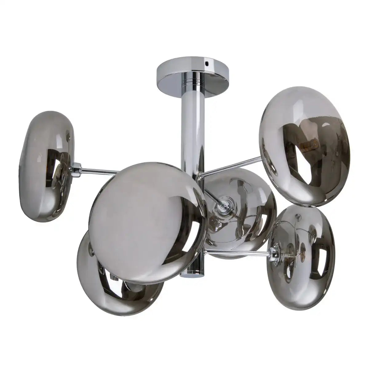Deckenleuchte "ORION" smoky, Ø ca. 53 cm, aus chromfarbenem, rostfreiem Stahl und Rauchglas, G9-Sockel, Beleuchtung für Wohnzimmer, Esszimmer oder Büro.