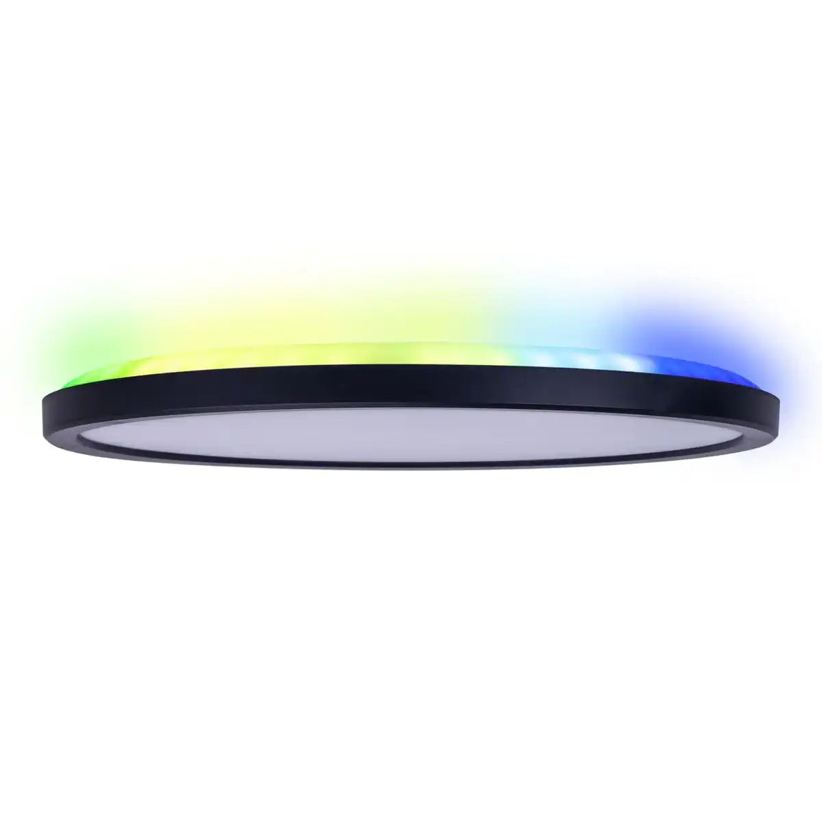 Die LED Deckenleuchte "CARLO" mit RGB-Backlight, Ø von 29,3 cm, klassisch-moderne Deckenleuchte aus schwarzem/weißem Kunststoff mit vielen Funktionen, z.B. Farbwechsler
