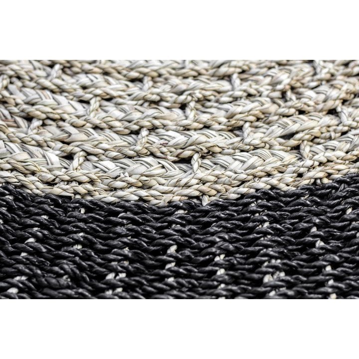 HSM Collection Floor Teppich Malibu -ø120-Naturel/Zwart-Raffie/Seegras