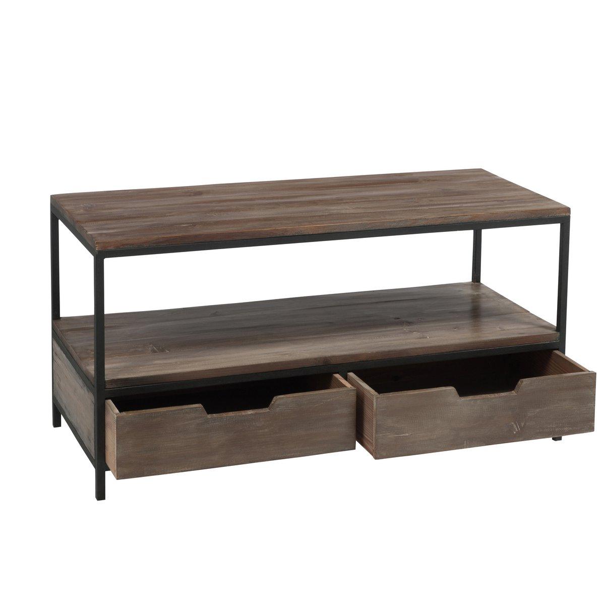J-Line Couchtisch - Holz/Metall - Braun/Schwarz