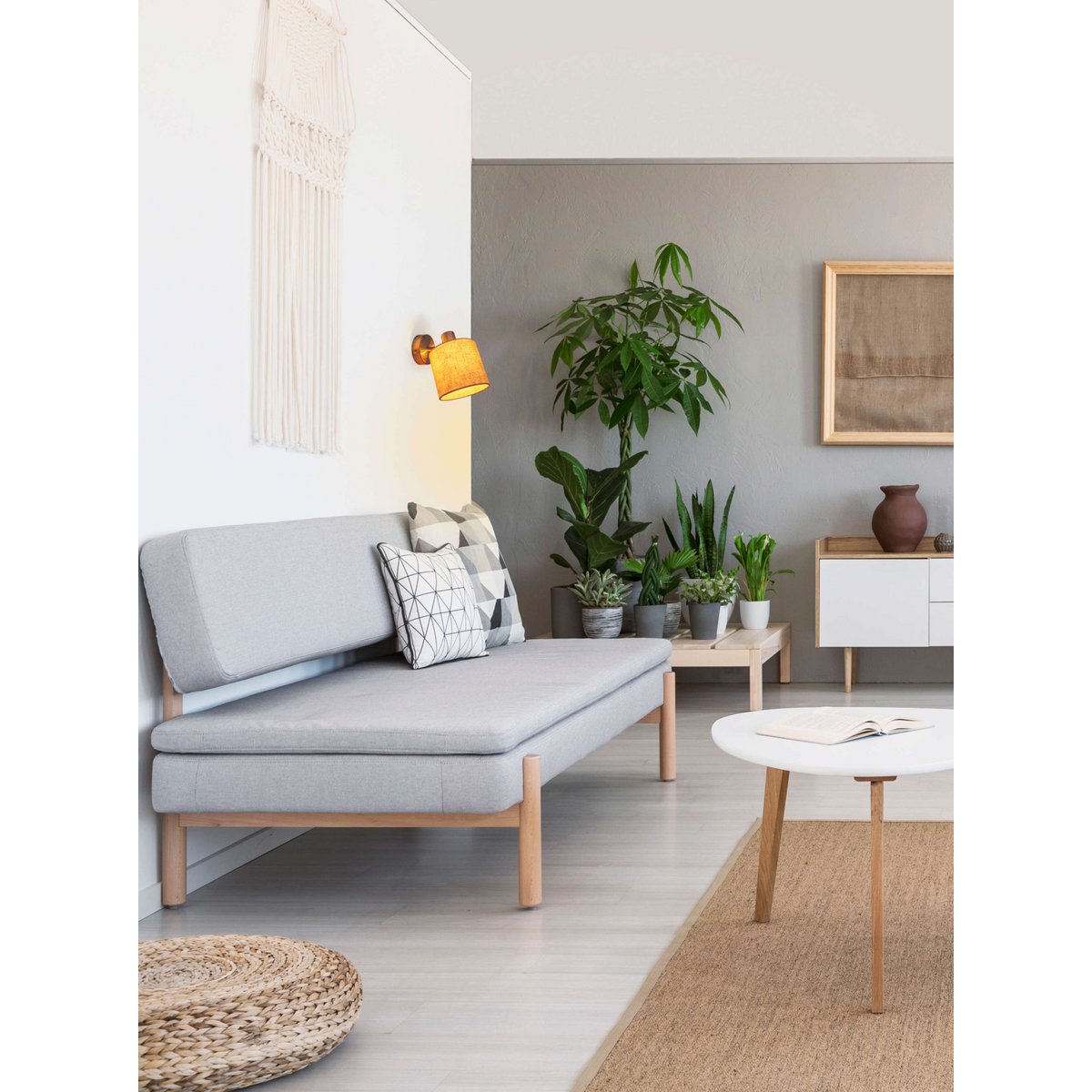 1er Wand- und Deckenspot "MARON" aus Metall satiniert-matt mit Stoffschirm in Natur, mit E14-Fassung, Lampe für Wohnzimmer, Esszimmer, Flur und Büro, ca. 17 x 12 cm