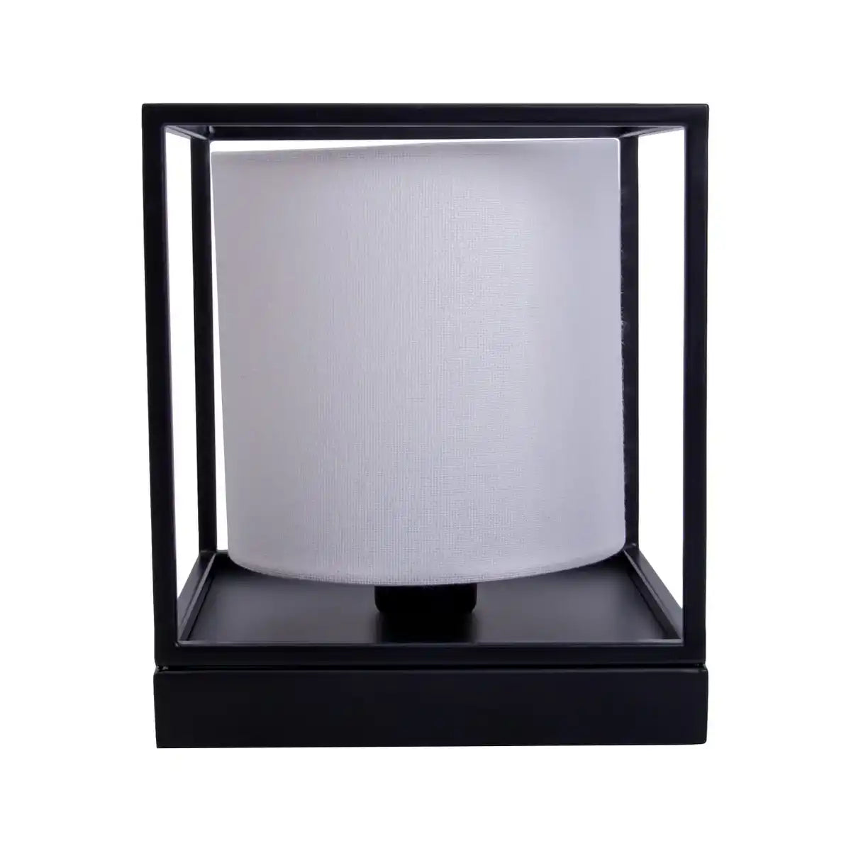 Tischleuchte "BETA" weiß aus Metall mit Stoffschirm in weiß, mit E14-Fassung, Lampe für Wohnzimmer, Esszimmer, Flur und Büro, 15 x 15 x 17 cm
