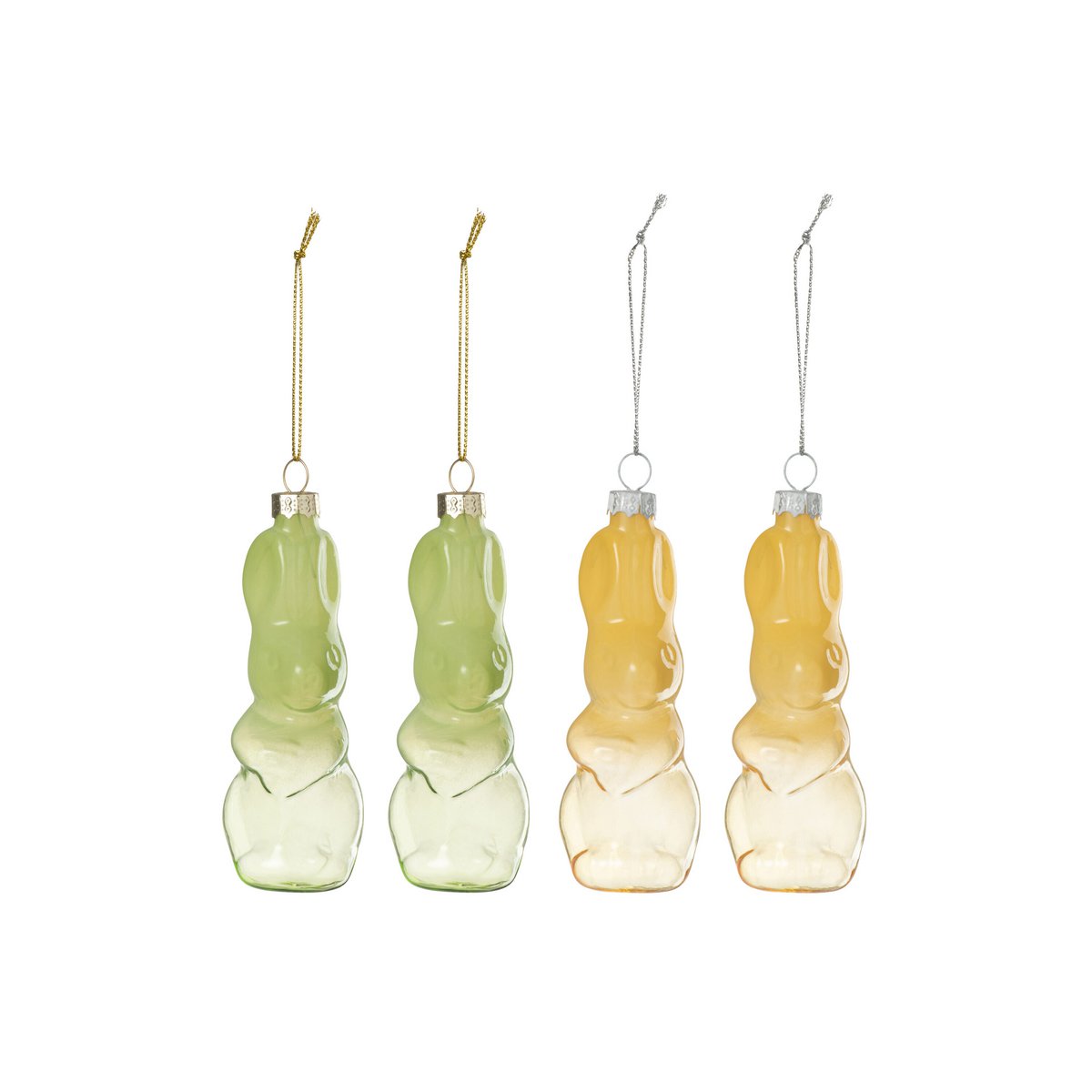 J -Linie Anhängerkaninchen - Glas - Grün/Gelb - Box von 8