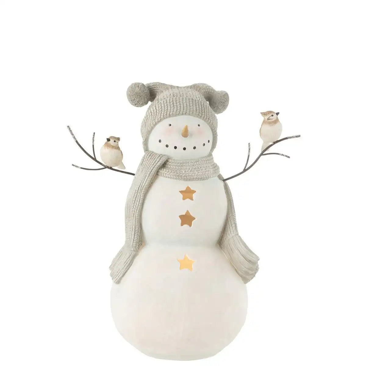 J-Line Snowman Birds Resine Weiß/Grau Groß