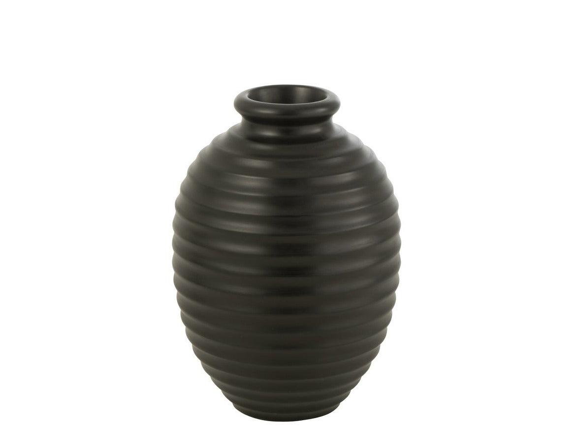 Blumenvase Bodenvase Oval Terrakotta Schwarz