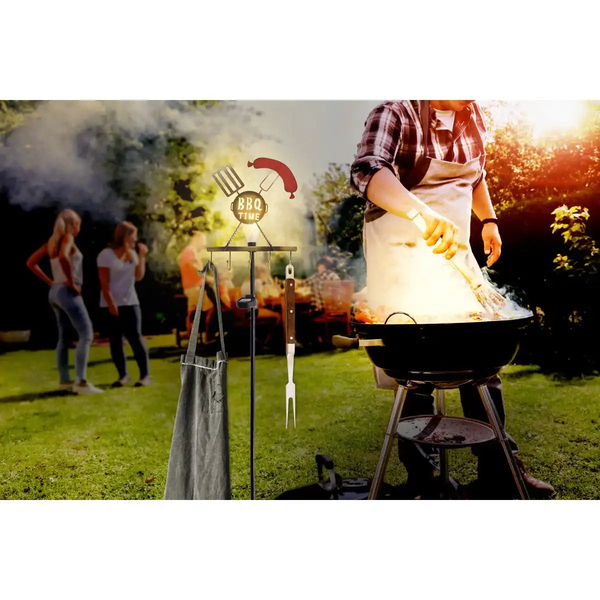 LED-Solar Erdspieß h: 130cm (BBQ) , für Außen, Erdspieß aus Metall und Kunststoff in Rost, mit integrierter LED
