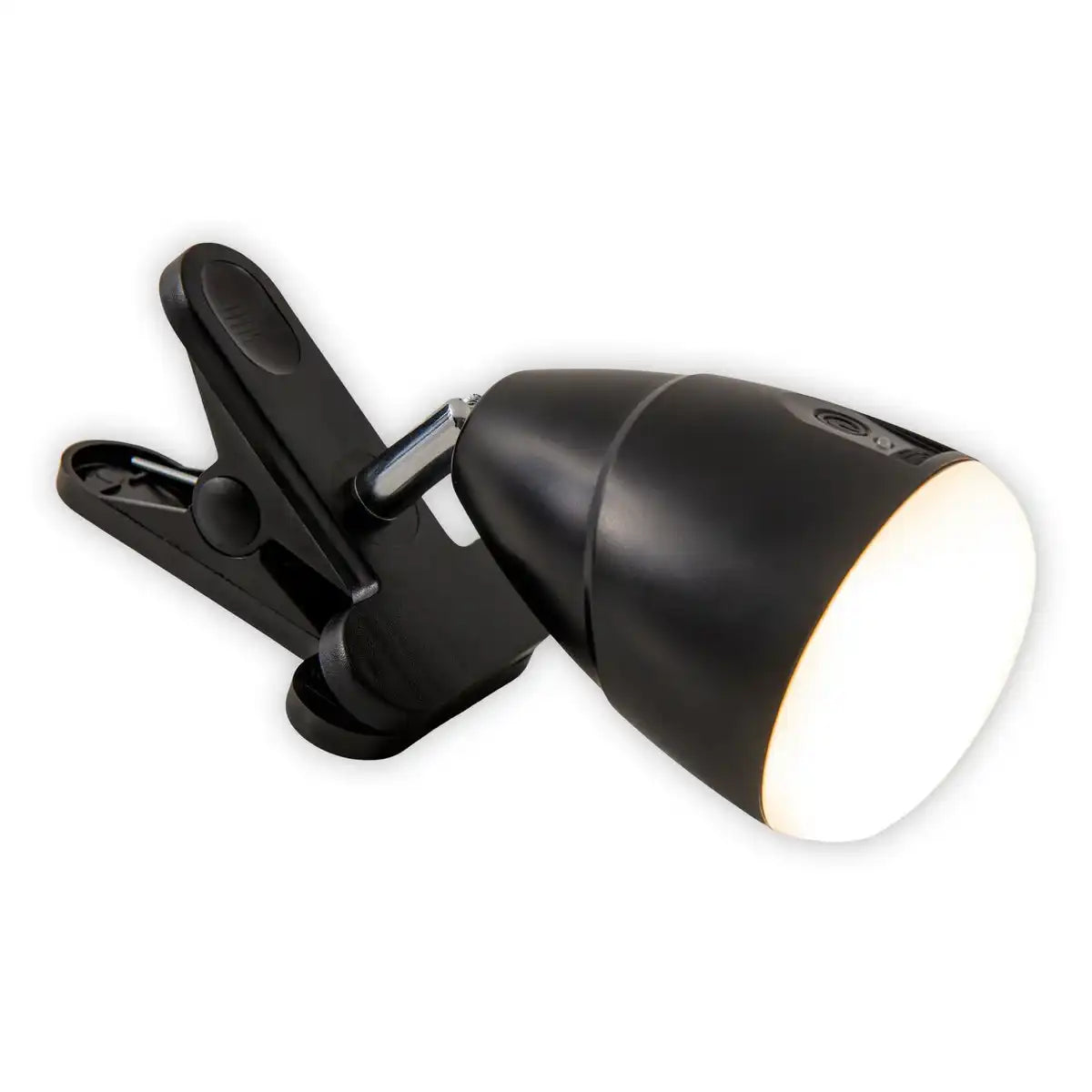 LED-Klemmleuchte aus Metall und Kunststoff in Schwarz, mit integrierten LEDs