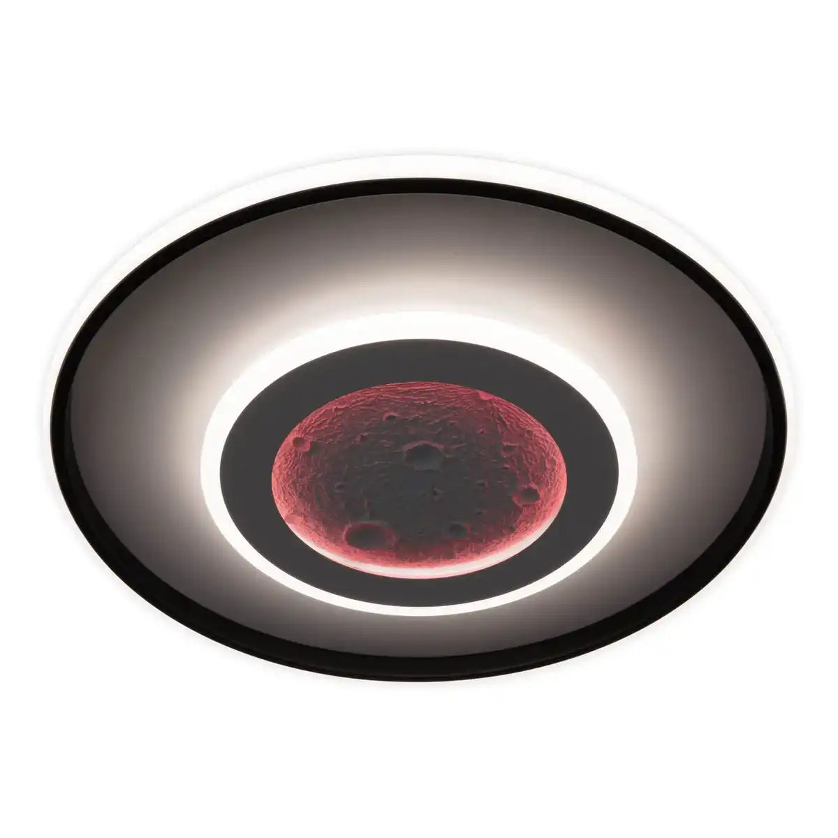LED Deckenleuchte CCT / RGB mit Mondstruktur, Ø 50 cm, viele Funktionen, aus Metall und Kunststoff, inkl. Fernbedienung