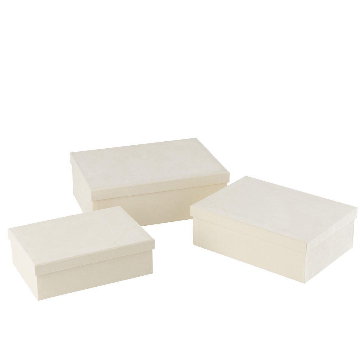 J-Line Set mit 3 Boxen, rechteckig, Samtpapier, Weiß