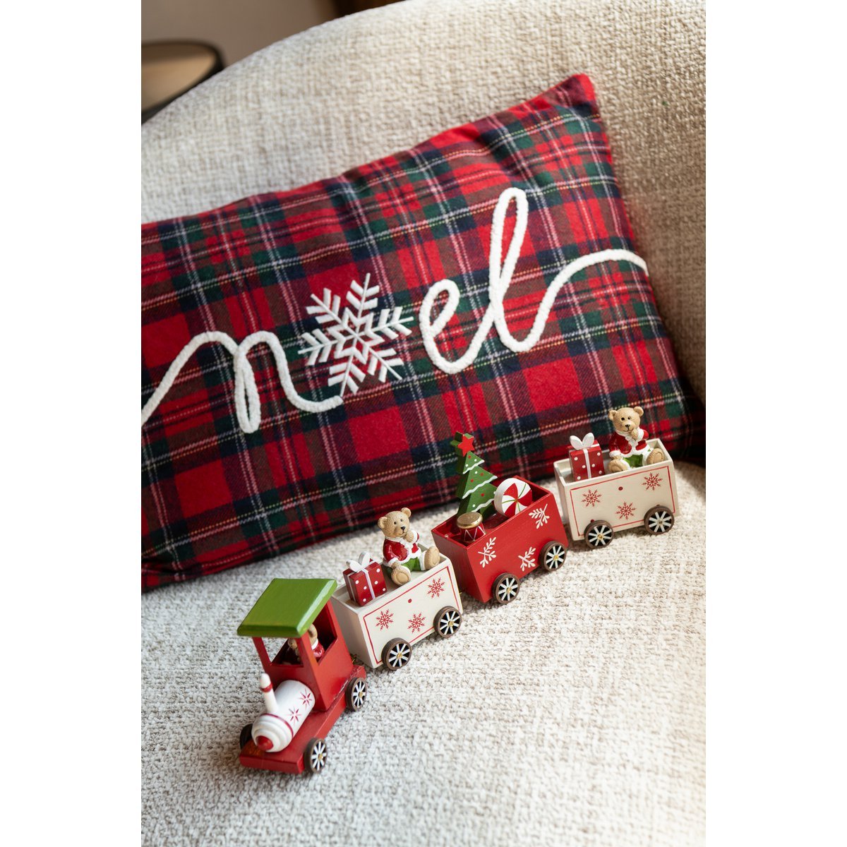 J-line küsst Noël Wolle Weihnachtsrood/Weiß