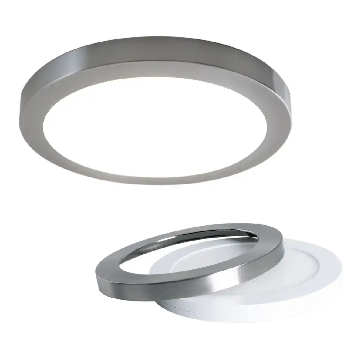 LED Deckenleuchte "BONUS", Funktion, Deckenlampe aus Metall und Kunststoff, Ringe in Chrome und Weiß sind wechselbar, mit fest verbauten LEDs, 22,5 cm Durchmesser