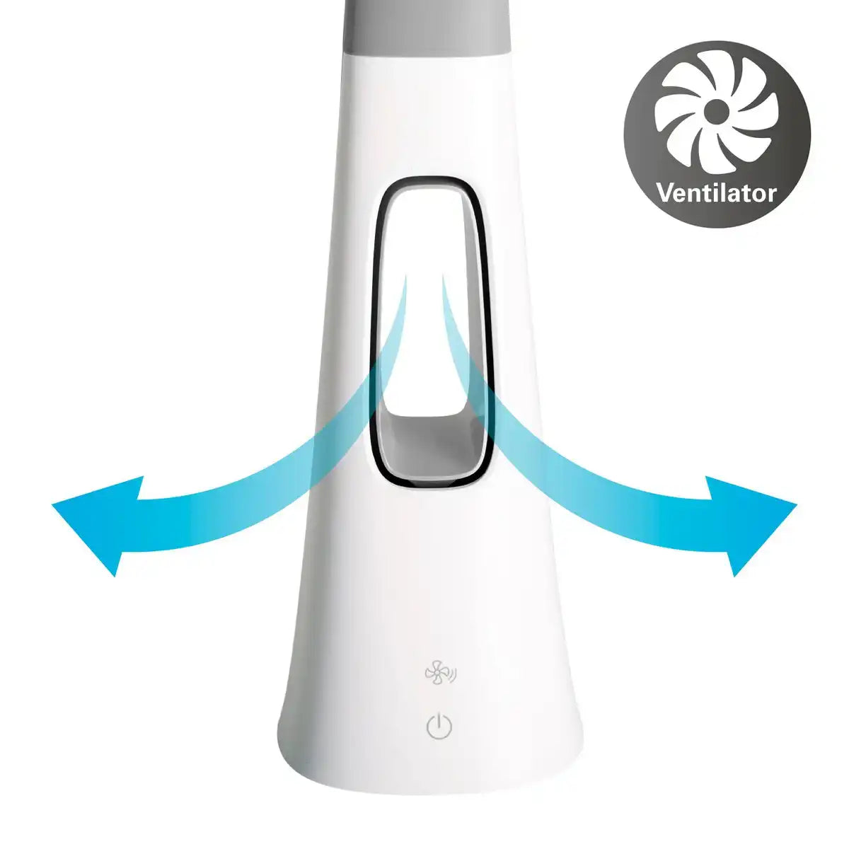 LED-Tischleuchte "VENTU" mit Ventilator, mit Touch, dimmbar, aus weißem Kunststoff, fest verbaute LEDs, 40 cm hoch