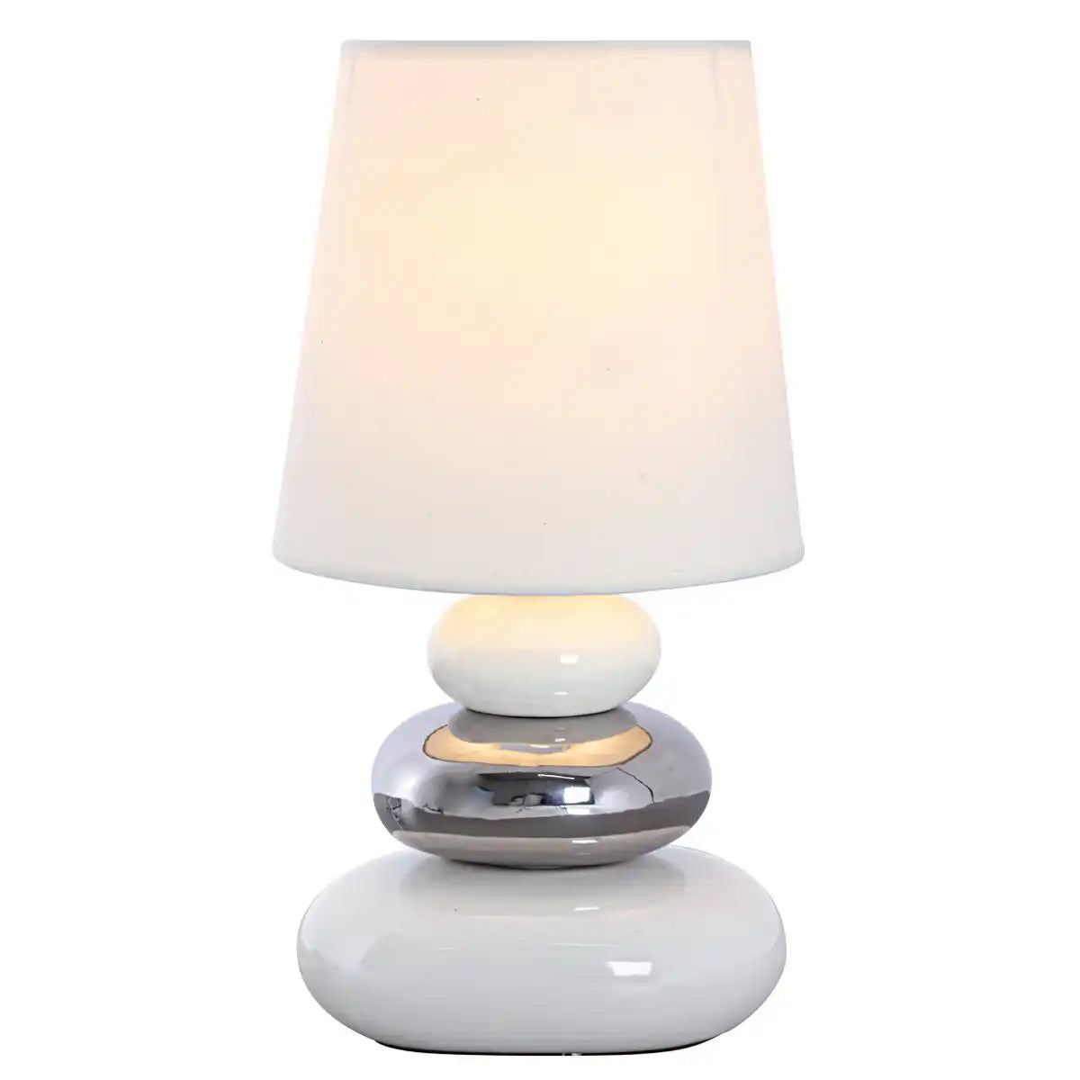 Keramik Tischleuchte "STONEY", Tischlampe aus Keramik, weiß, mit E14-Fassung, Tischlampe für Esszimmer, Wohnzimmer, Diele oder Büro, oder als Nachttischlampe, 31 cm hoch