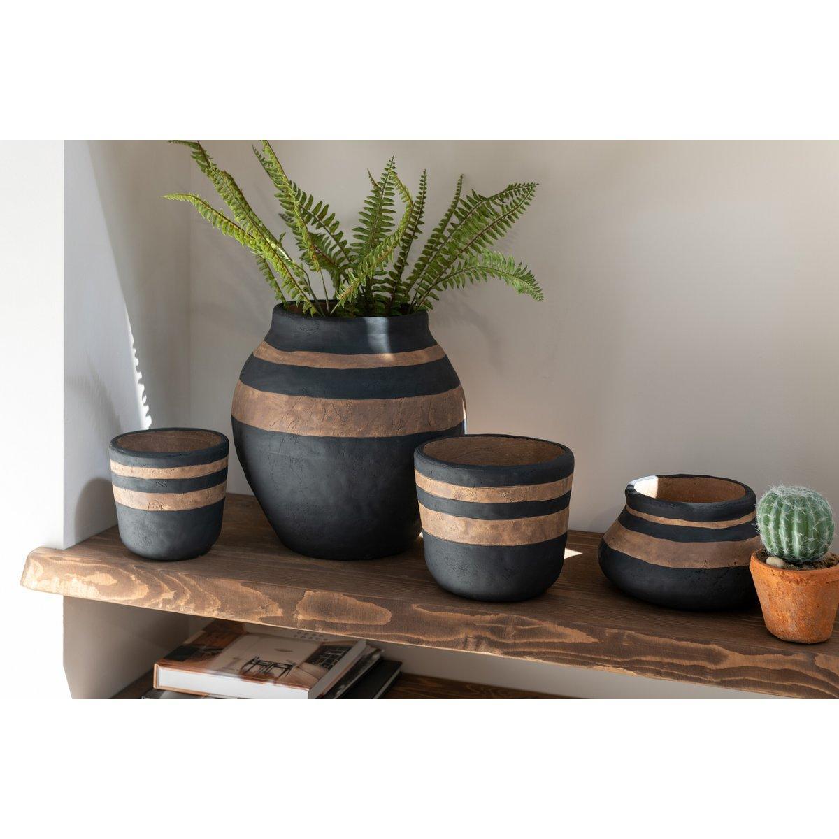 J-Line Blumentopf Kenya Keramik Schwarz/Braun Klein