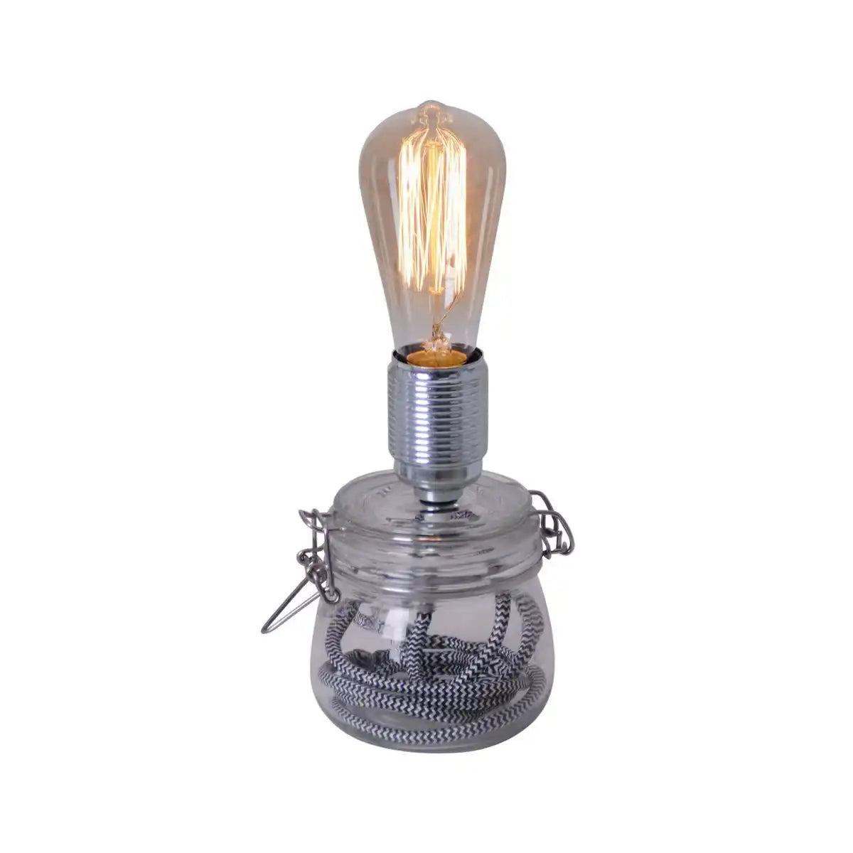 Glas-Tischleuchte max. 11 cm hoch aus Metall und Glas, E27-Fassung, Tischlampe für Esszimmer, Küche, Kinderzimmer, Diele