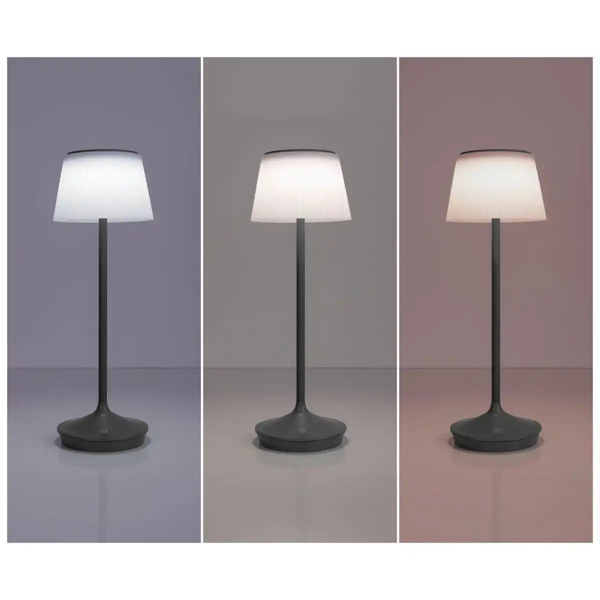 LED Leuchte "EMMI" für Außen und Innen, Tischlampe aus Metall und Kunststoff , mit fest verbauten LEDs, LED Tischlampe für Balkon, Terrasse, Garten, Wohnzimmer, Wintergarten, ca. 38 cm hoch