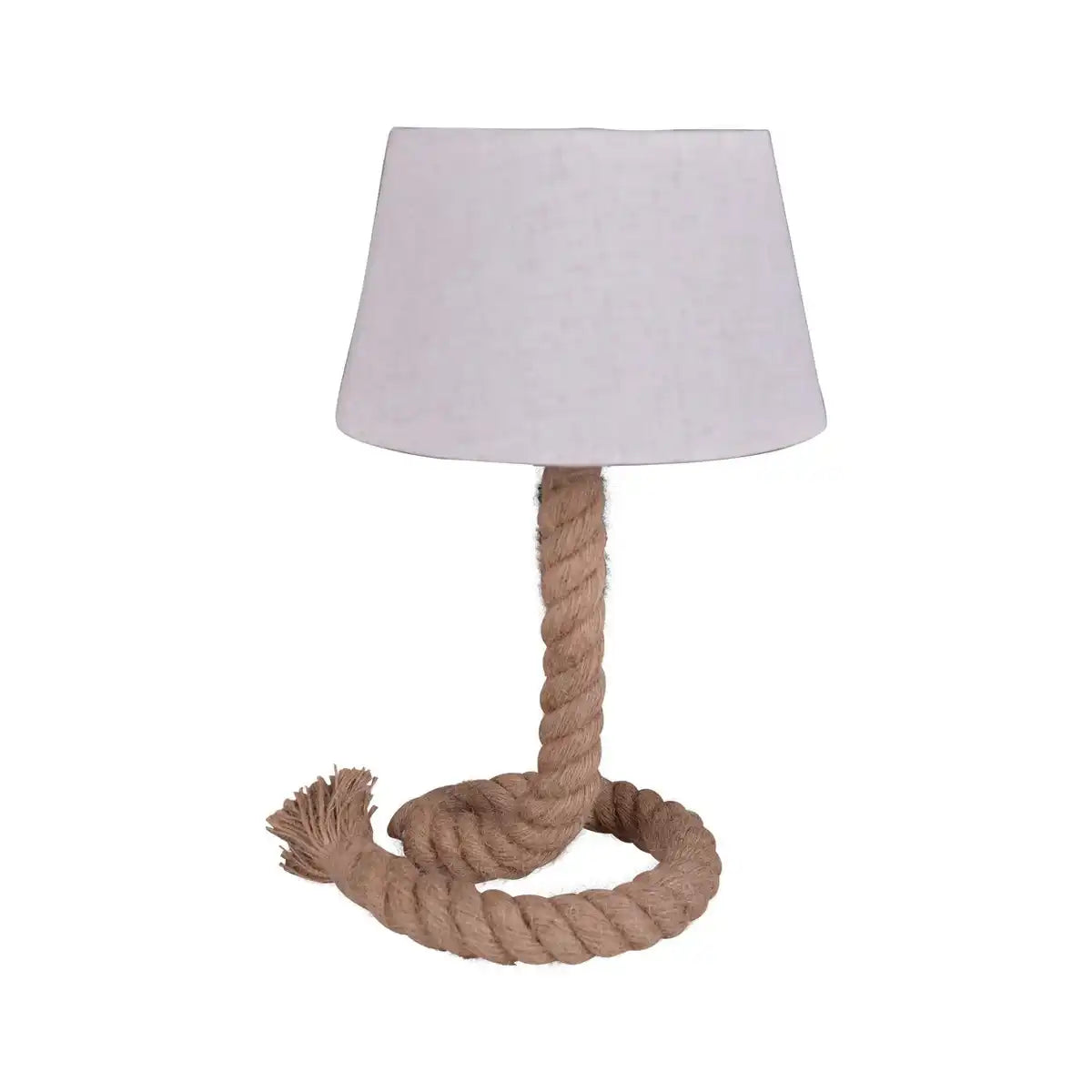 Tischleuchte mit Textilschirm "ROPE", Tischlampe aus Metall, Kunststoff, Jute und Textil in weiß, mit E14-Fassung, für Wohnräume, Diele oder Büro, 40 cm hoch