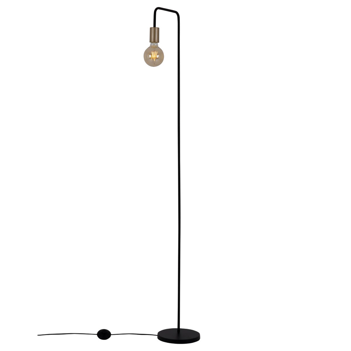 Stehleuchte "MODO" aus Metall in Schwarz,, Fassungen in Gold, E27-Fassung, Tischlampe für Wohnzimmer, Esszimmer, Küche, Diele, Flur oder Büro, 150 hoch