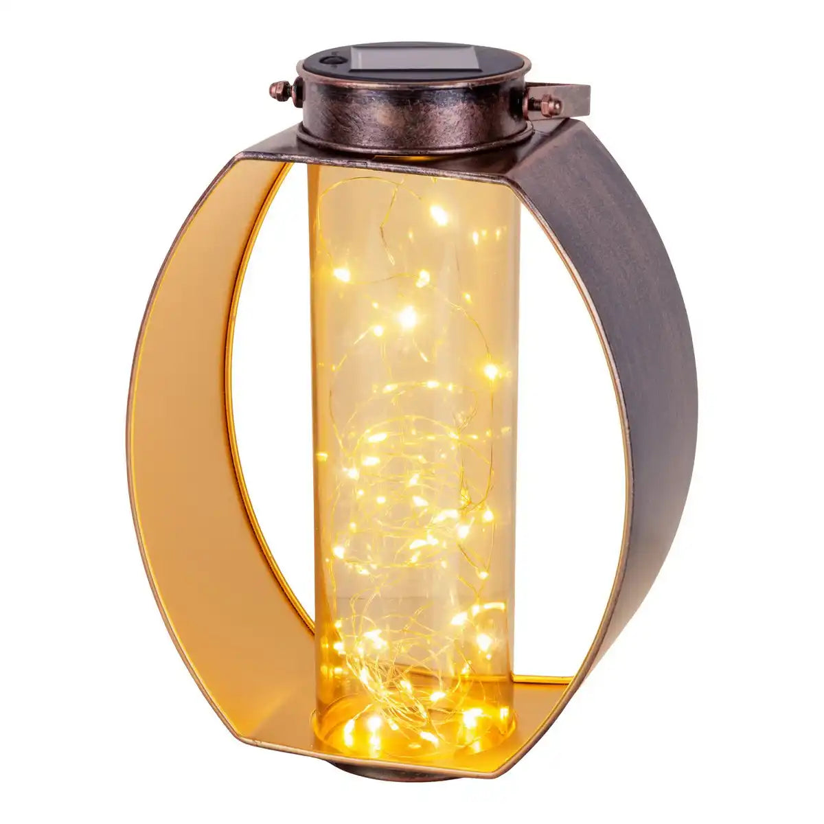 LED Solarleuchte "Fairylight" für Terrasse und Balkon, LED Tischlampe aus Metall aus Metall in Schwarz, und Gold und Acryl, fest verbaute LEDs, Deko Solarleuchte 26 x 19,5 x12,5 cm