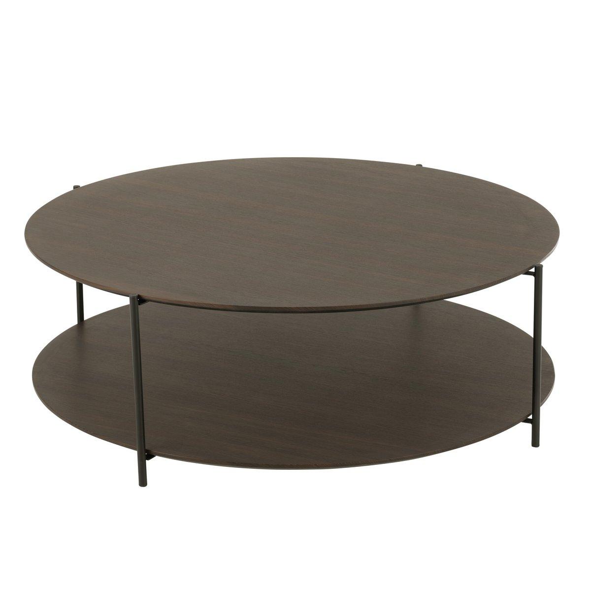J-Line Couchtisch, rund, MDF/Metall, dunkelbraun, groß