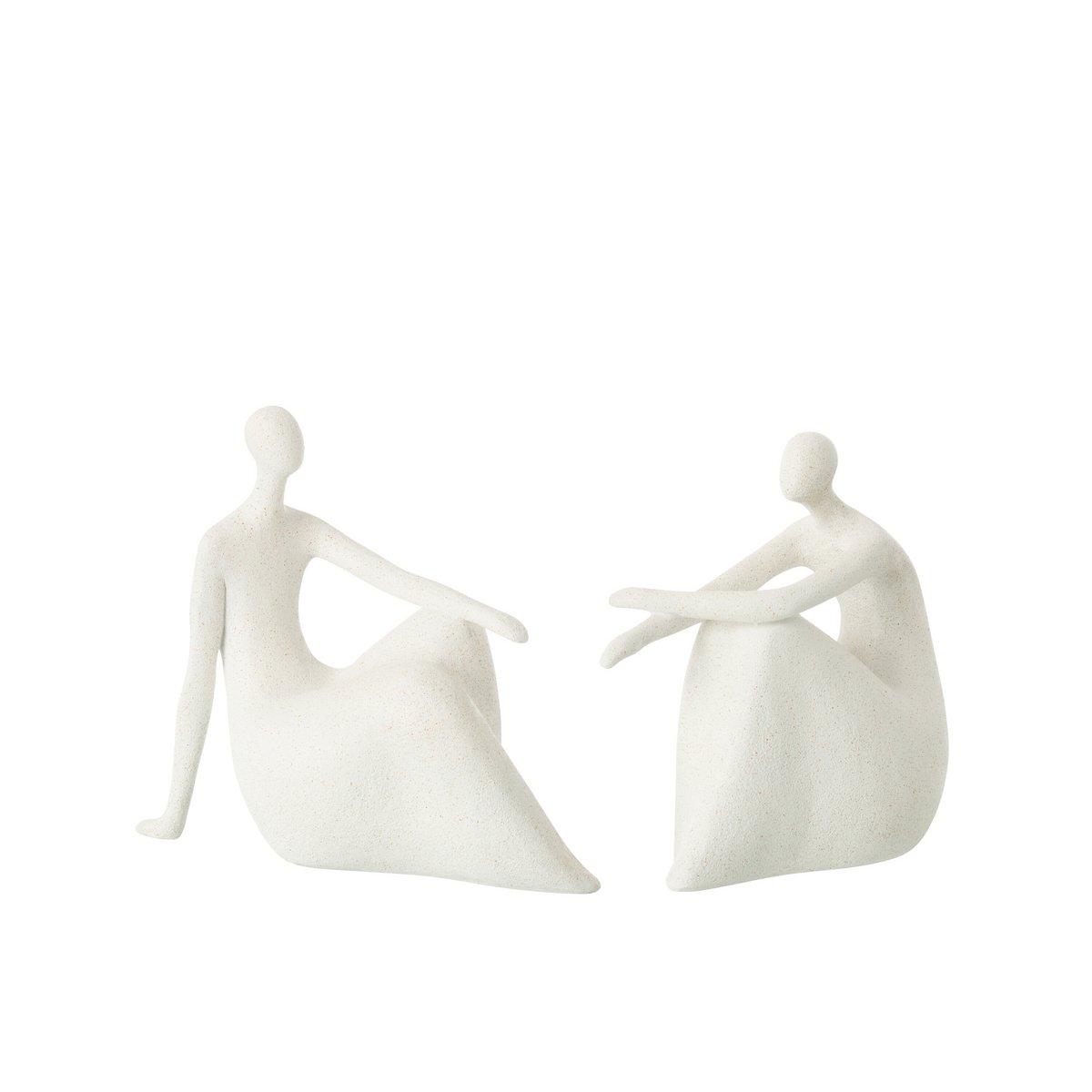 J-Line 2er-Set für Damen, modernes Kunstharz, mattweiß