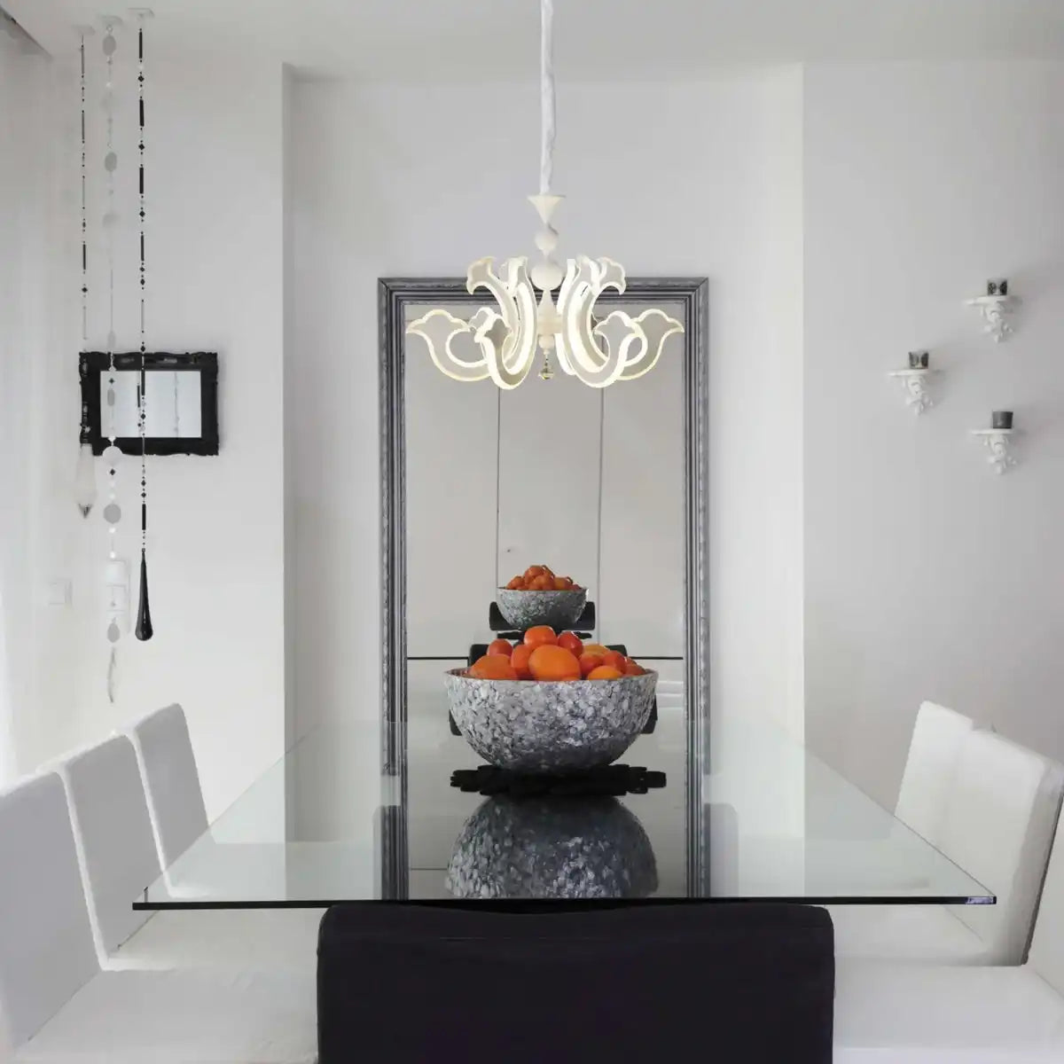 LED-Krone "LUDWIG" weiß Ø 66cm, mit fest verbauten LEDs, Metall in weiß