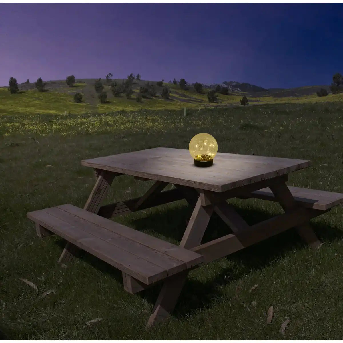 3er-Set LED-Solar-Tischleuchte/Erdspieß "Crackle" Ø 12cm , für Außen, Tischleuchte - Kunststoff und Glas , Weiß, mit integrierter LED