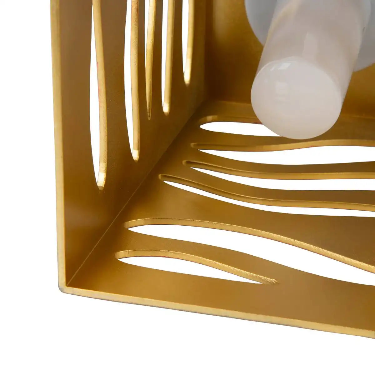 LED Deko-Solarleuchte "HILDA", 12,3 x 12,3 cm, 20 cm hoch, aus hochwertigem Kunststoff, innen Gold, außen gold-braunes Metall-Finish, integrierte LED, warmweiß