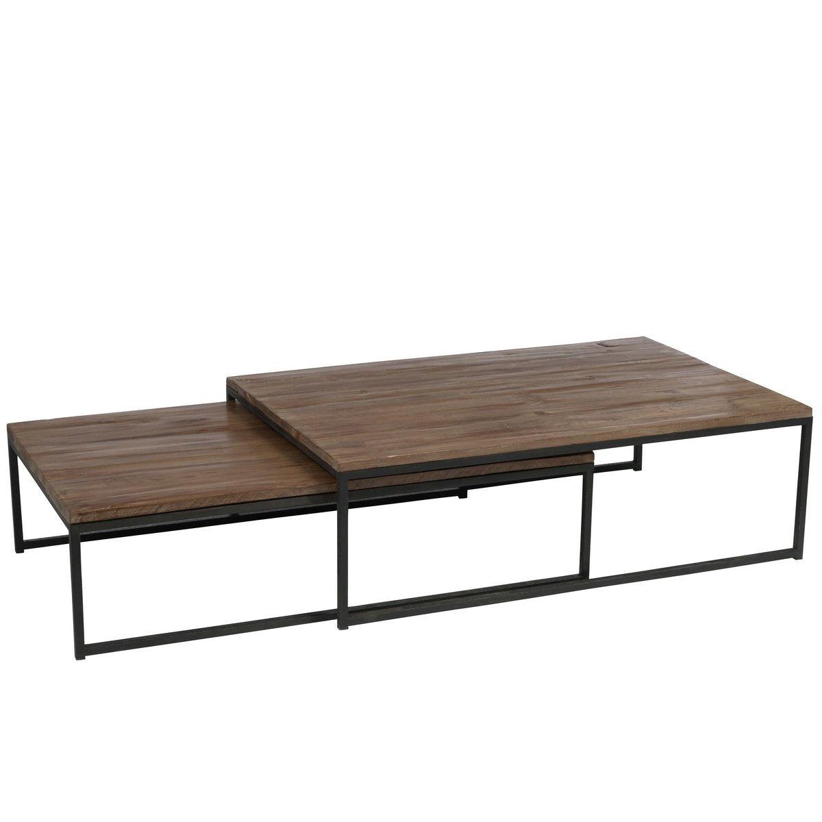J-Line Couchtisch - Holz/Metall - Braun/Schwarz -