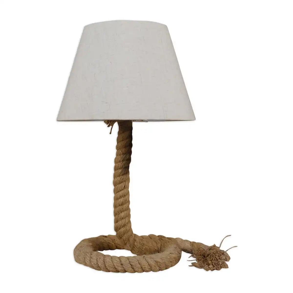Tischleuchte mit Textilschirm "ROPE", Tischlampe aus Metall, Kunststoff, Jute und Textil in weiß, mit E14-Fassung, für Wohnräume, Diele oder Büro, 40 cm hoch