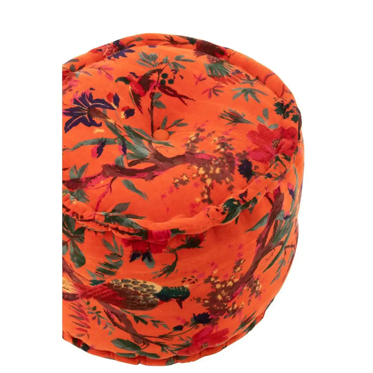 J-Line Ottoman um Vögel/Blumenbaumwäsche Samt Orange