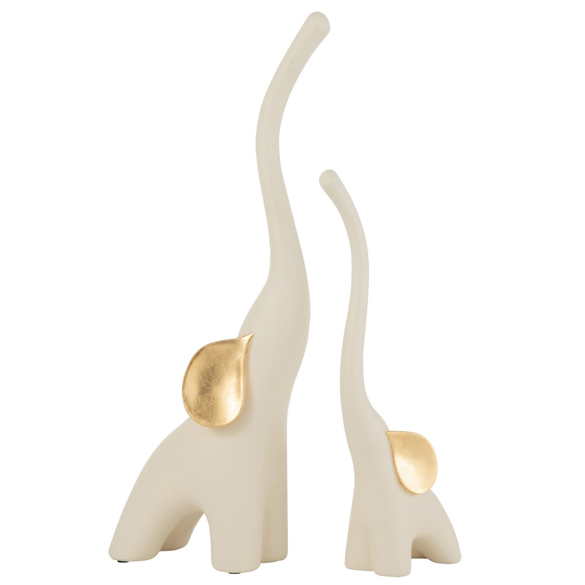 Figur Elefant Harz Creme Gold Skulptur