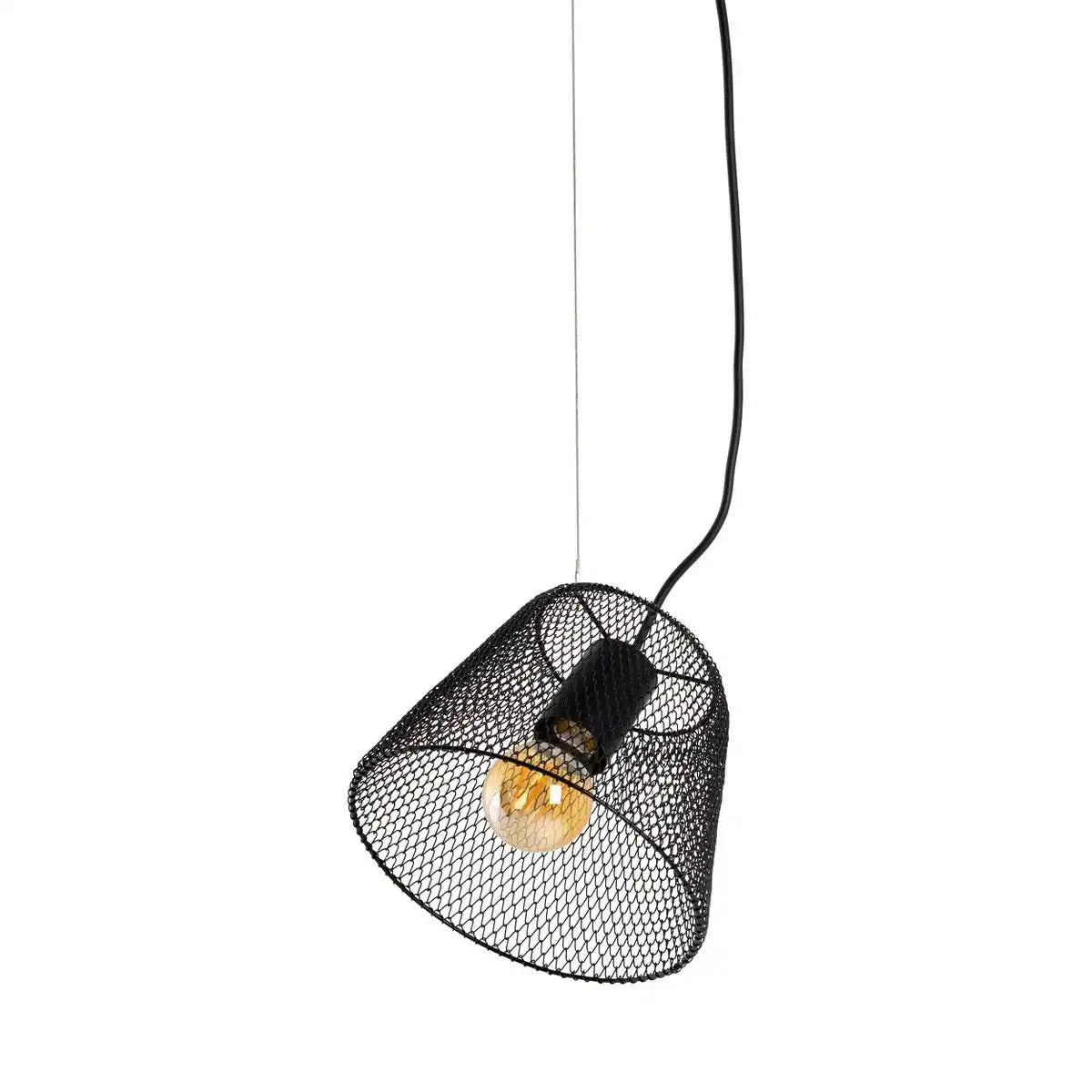 Pendelleuchte "KORIE", Pendellampe aus Metall in Schwarz, mit E27-Fassung, Ø20cm, für Wohnbereich und Büro.