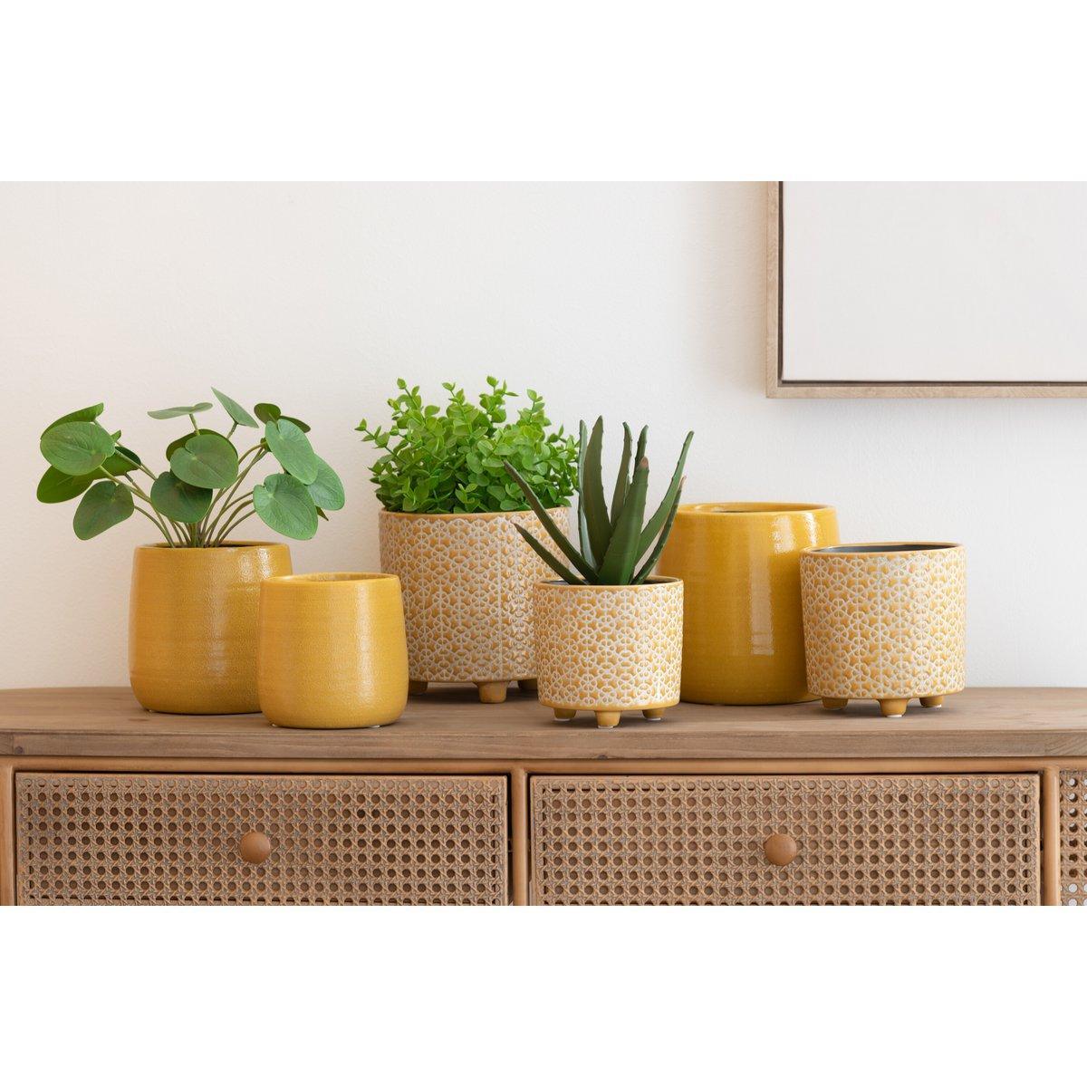 J-Line Blumentopf Flower - Keramik - Ocker - S - Ø 12 cm
