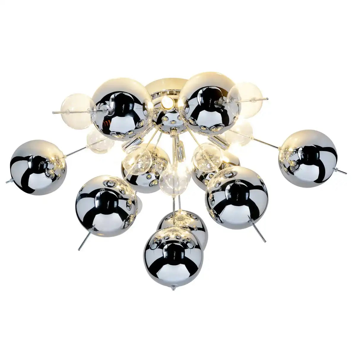 Deckenleuchte "EXPLOSION" chrom aus Metall und Glas, G9 Fassungen, Deckenlampe für Esszimmer, Wohnzimmer, Diele oder Büro, Ø57 cm