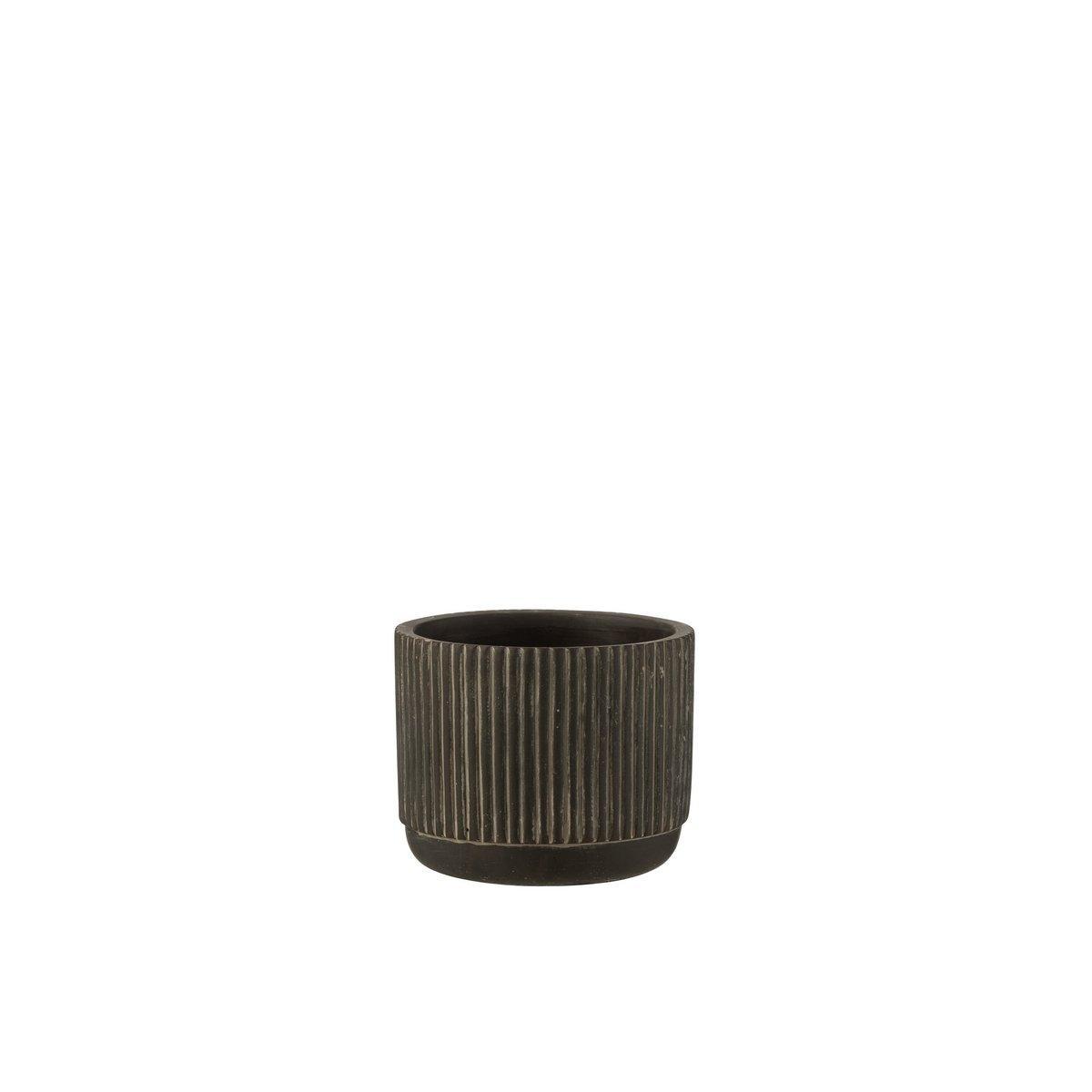 J-Line Blumentopf Line Keramik Schwarz/Braun Klein