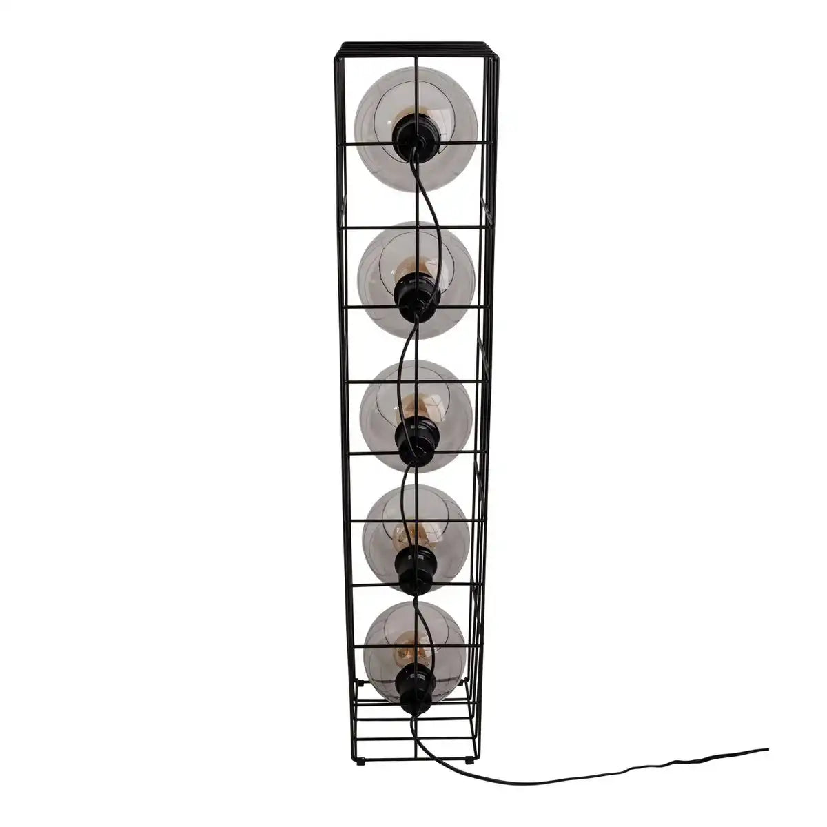 Glas-Stehleuchte "CESTA" Stehlampe aus schwarzem Metalldraht und getöntem Glas, mit E27-Fassung, 95 cm hoch, für Esszimmer, Wohnzimmer, Diele oder Büro,