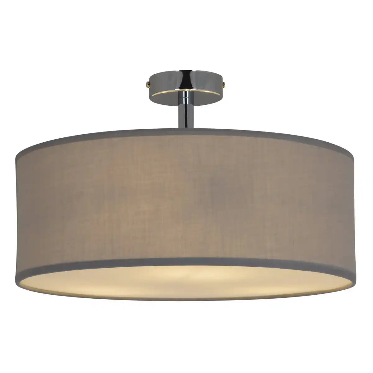 Textildeckenleuchte "NEW YORK", klassische Deckenlampe mit Textilschirm in Grau, mit E27-Fassung, Deckenleuchte 40 cm Durchmesser, geeignet für den gesamten Wohnbereich