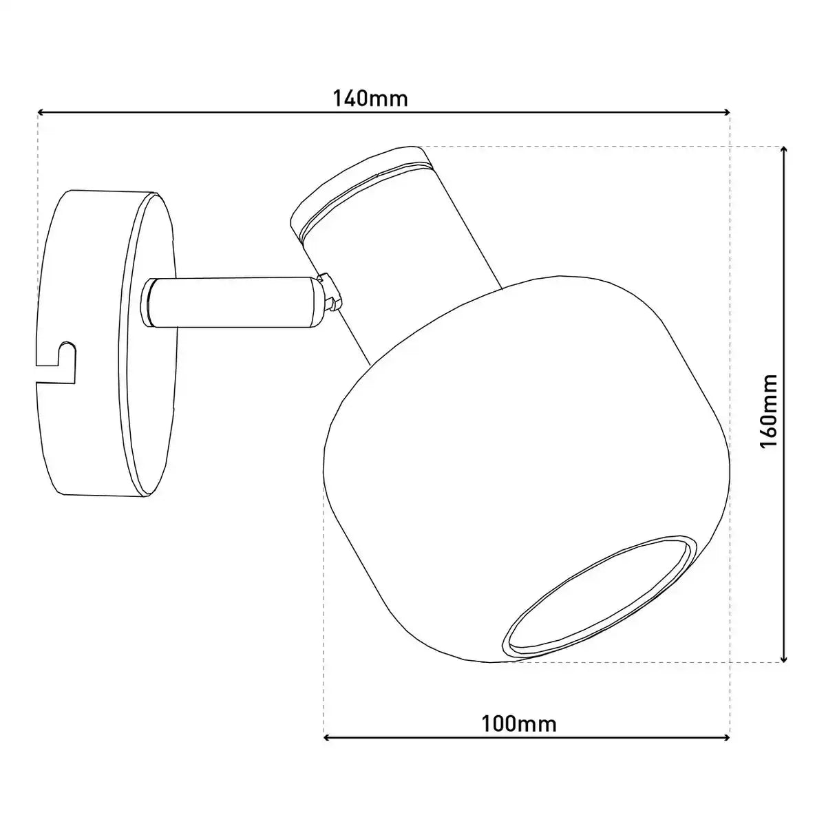 Glas-Wand Spot "FUMOSO", Wandlampe aus Metall und Rauchglas in Schwarz, und Natur, mit E14-Fassung, für Esszimmer, Wohnzimmer, Diele oder Büro, Leuchte für Wohnzimmer, Esszimmer, Flur oder Diele 16 x 14 cm