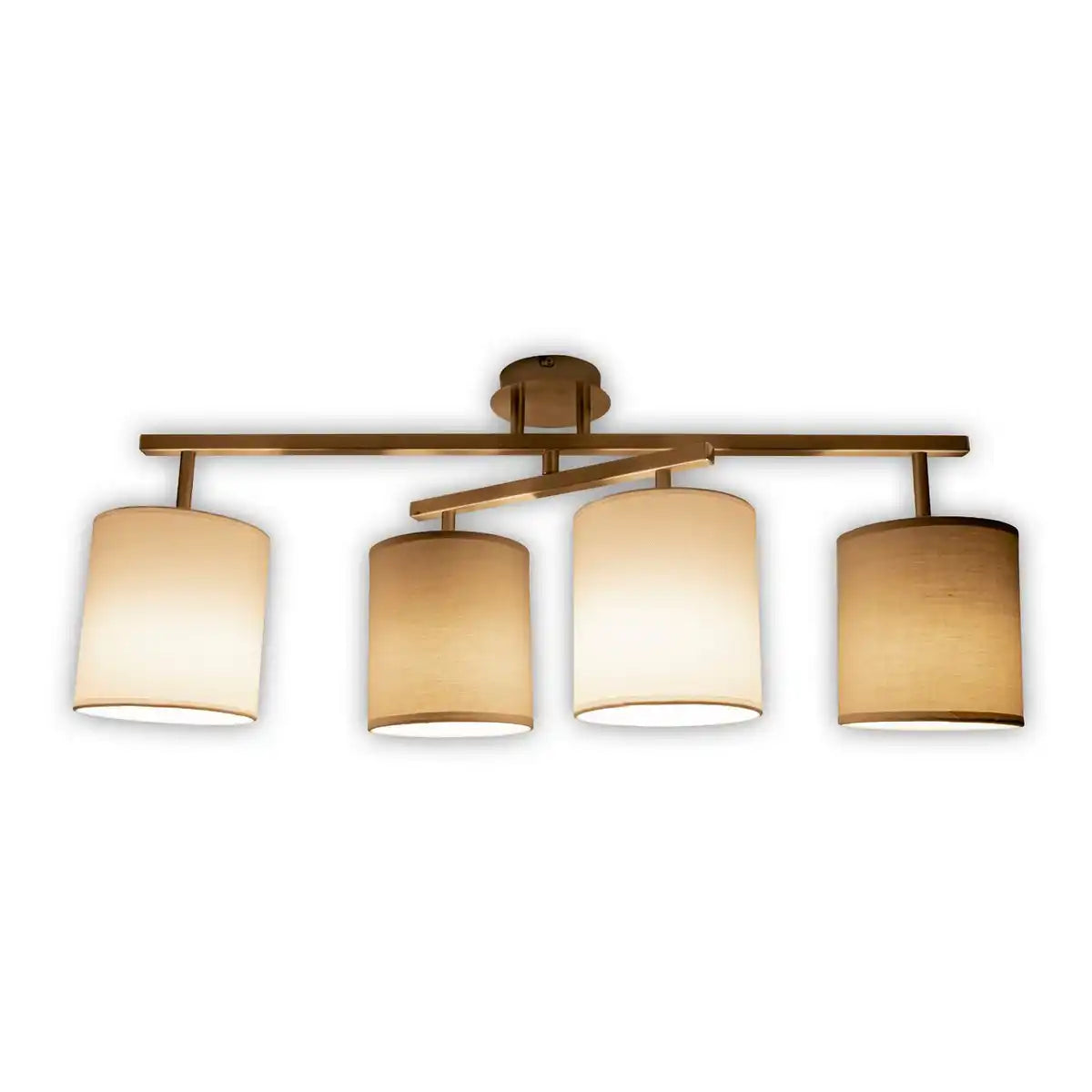 4er Deckenleuchte "TILDE", klassische Deckenlampe aus Metall und Textil in Grau mit E27-Fassung, 82 cm lang, die Schirme sind verstellbar, ideal für Wohnzimmer, Esszimmer und Schlafzimmer