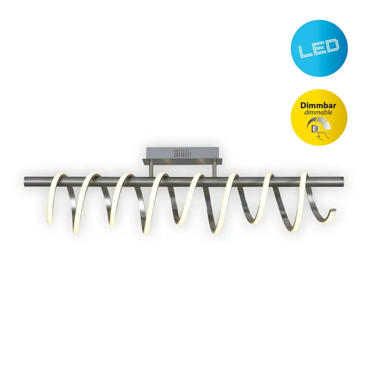 LED Deckenleuchte "BELLEZA", moderne Deckenlampe aus Metall und Kunststoff in Nickel matt und Weiß, mit fest verbauten LEDs, 100cm lang. Die ideale Beleuchtung für Wohnzimmer, Esszimmer oder Küche.