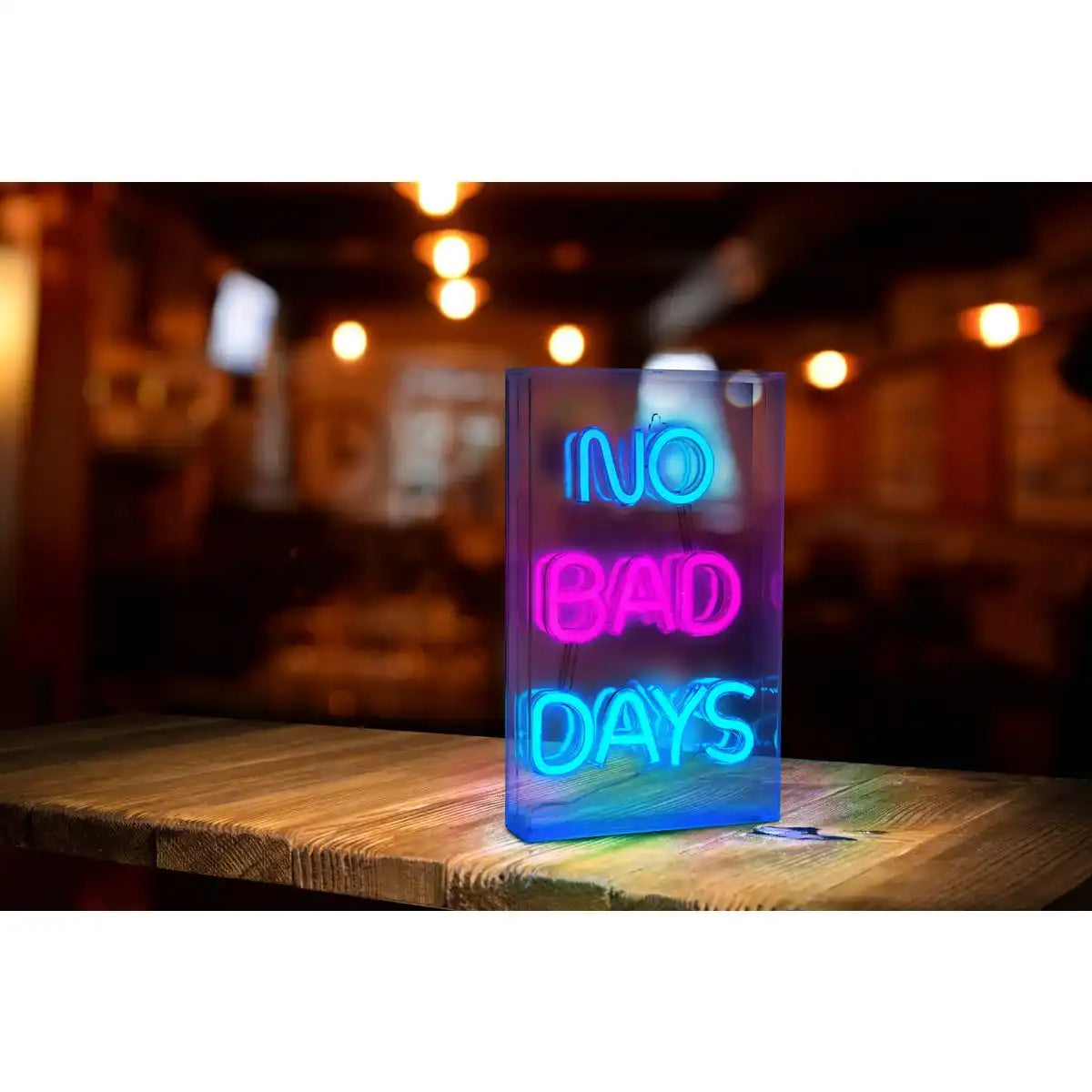 LED Schriftleuchte "NO BAD DAYS" Deko für Innen 30 x 18 cm, in blau und magenta-rot
