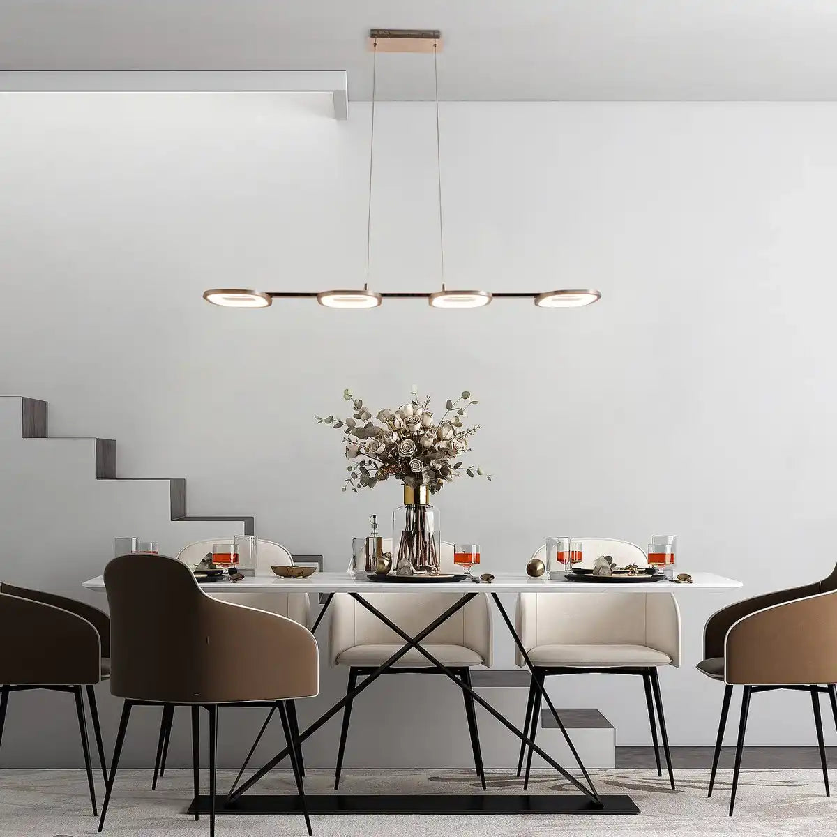 LED Pendelleuchte "BEAM" aus Metall und Kunststoff in Stahl-blank, mit integrierter LED