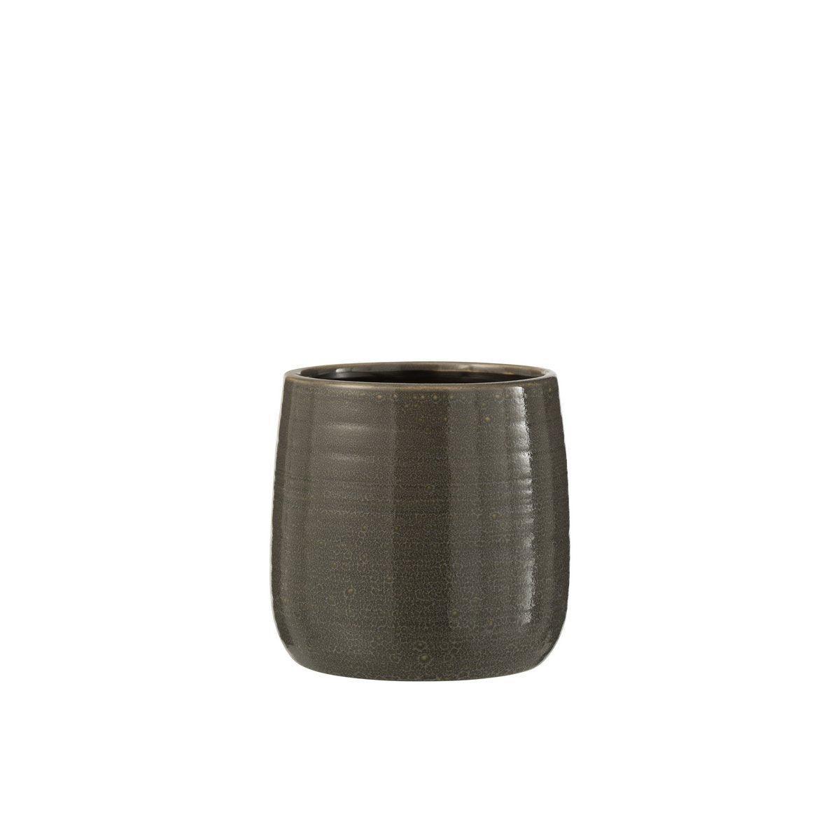 J-Line Blumentopf Plain - Keramik - Grau - Mittel - Ø 14,50 cm