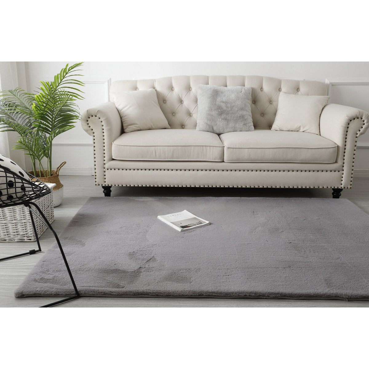 Flauschiger Teppich grau 80x150 cm