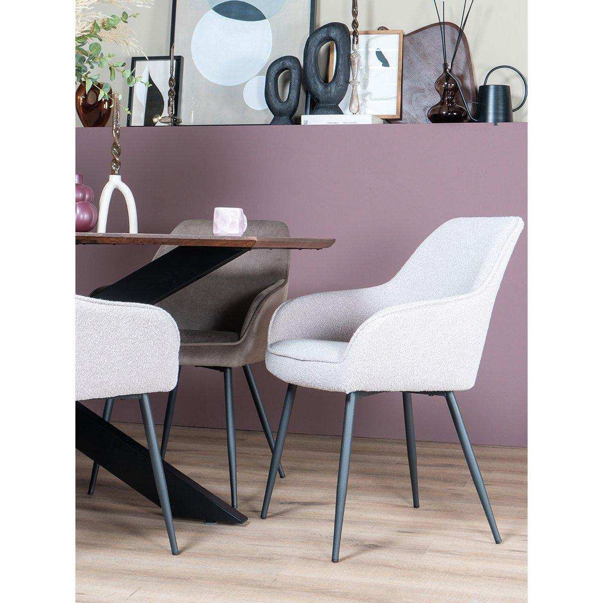 Fenna Esszimmerstuhl – Bouclé – Natur - HomeDesign Knaus