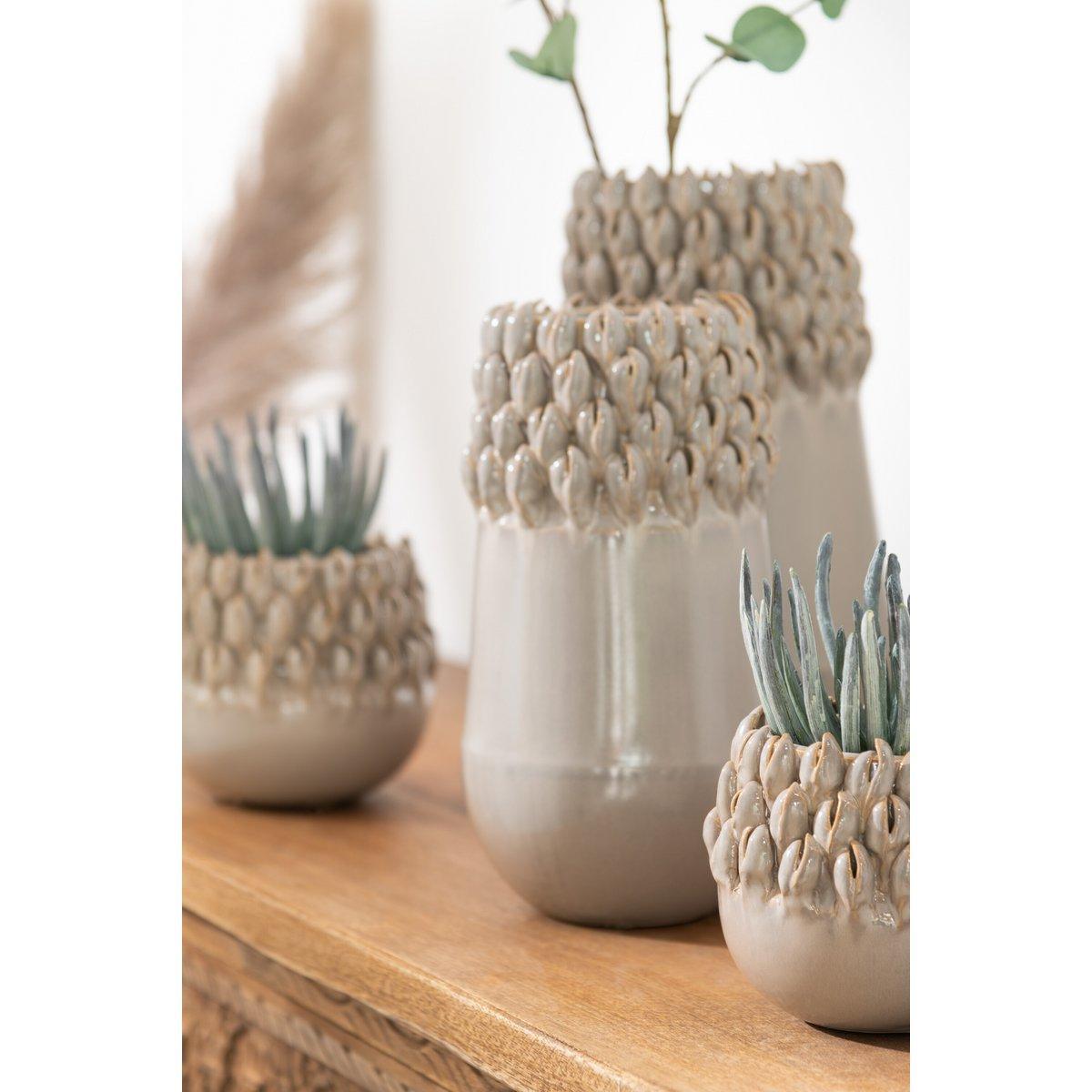 J-Line Blumentopf Ibiza - Keramik - Grau - klein - Ø 11,00 cm