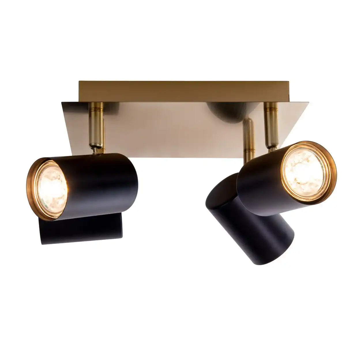 4er Wand- und Deckenleuchten "FRIDA" in Metall schwarz / Gold, Deckenstrahler, GU10, Deckenlampe für Esszimmer, Wohnzimmer, Diele oder Büro, 22 x 22 cm