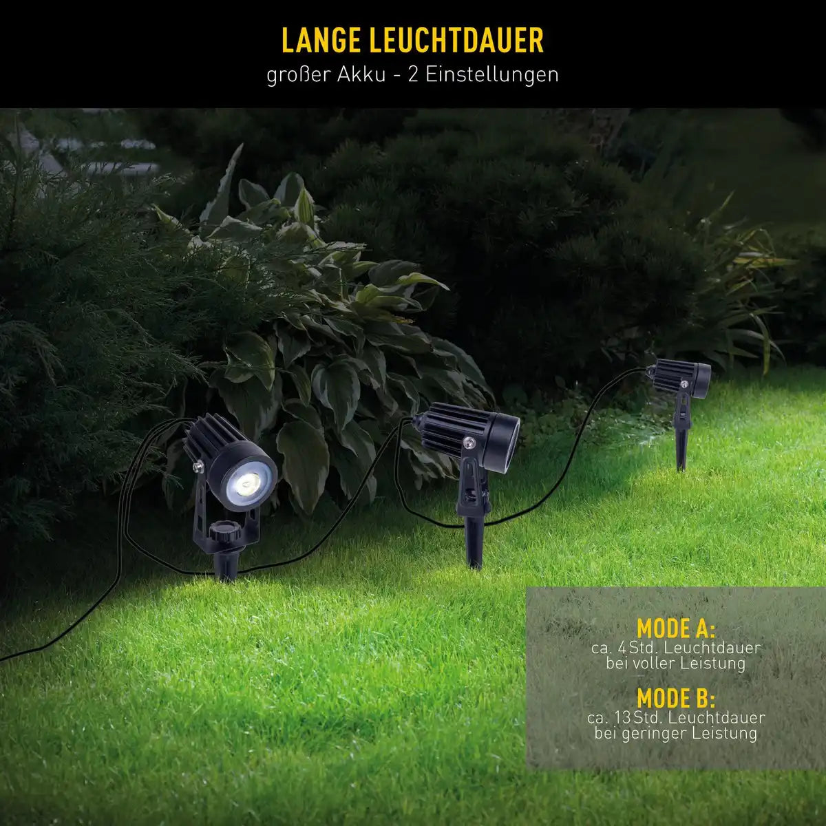 3er LED Solarspot mit Erdspieß ""Spoti"" Außen-Erdspieß aus Metall und ABS-Kunststoff in Schwarz, mit fest verbauten LEDs mit drei Leistungsstufen