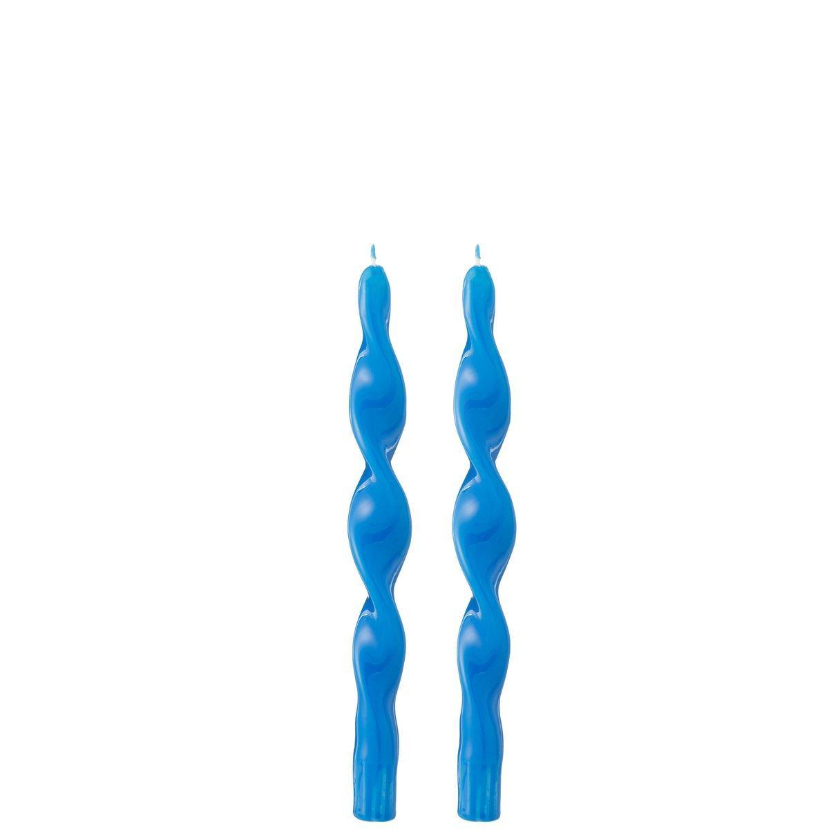 J-Line Box 2 Candle Twisted – blau – klein – 3H